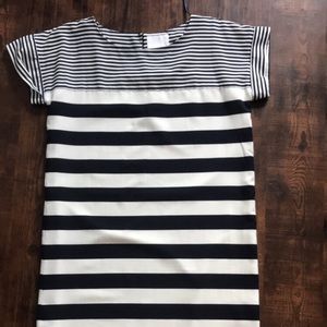 Navy and white striped dress